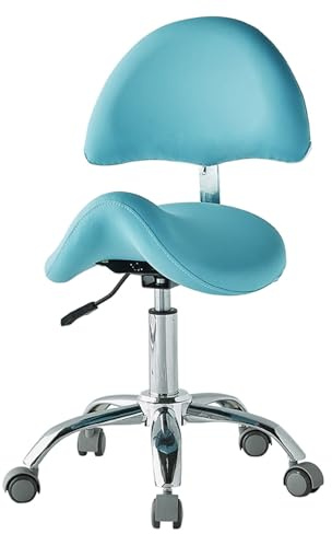 Ergonomischer Sattelhocker mit Rückenlehne, höhenverstellbar, medizinische Räder für Salon, Spa, Tattoo, Massage – bequeme Unterstützung für alle Altersgruppen (Farbe 1)