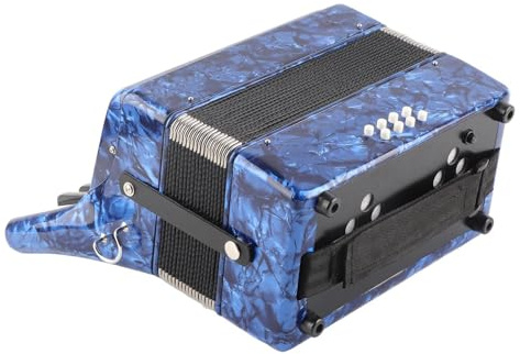 Xiuganpo Acordeón Piano de 22 Teclas y 8 Bajos Instrumento de Teclado de Piano de Colores Brillantes para Presentaciones en Escenario con Correas Ajustables, Calidad de Sonido Profesional - Azul