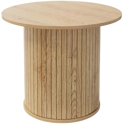 ML-Design Rund soffbord Ø60 x 50 cm trälook brun modernt vardagsrumsbord sidobord kaffebord perfekt för te och kaffe i vardagsrummet elegant design kompakt liten bordsyta idealisk för soffa mysig
