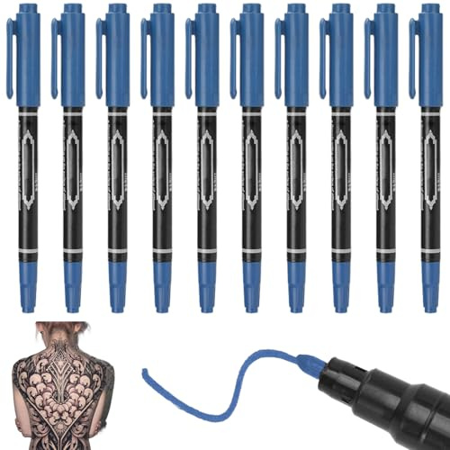 10 pennarelli per tatuaggi sulla pelle, penna all'henné a doppia testa, pennarelli per tatuaggi sulla pelle con punta spessa e fine, lisci e sicuri, ornamenti per esterni