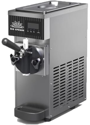 Commercial Soft Serve Ice Cream Machine – 4-8KG/h Output, 450W/750W, LED Display, Ice Cream Maker, Countertop Compressor Dispensers for Restaurants & Cream Shops Grey-450W,Silver,01