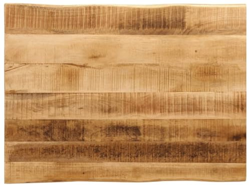 PUGYNBK Piano da tavolo in legno di mango massiccio con bordo albero, 80 x 60 x 3,8 cm, bordo naturale rustico, piano di ricambio versatile per casa o commerciale, facile da pulire