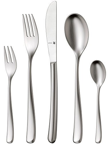 WMF 1271009339 Vision – Servizio di Posate da 60 Pezzi per 12 Persone Cromargan Protect mattiert Estremamente kratzbestaendig con Lama inserita, Acciaio Inossidabile, Argento, 60 unità