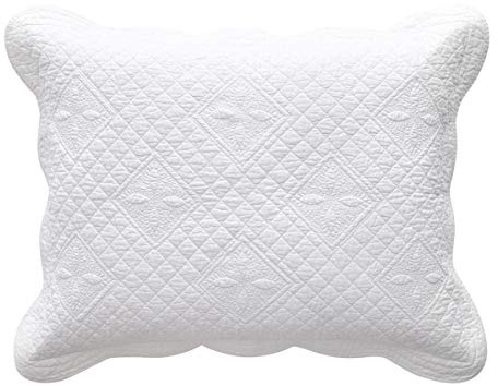 Calla Angel Sage Garden Luxury Pure Cotton Quilted Pillow Sham, Standard, 20x26, White