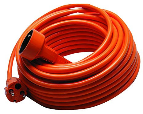 TEC HIT 6418 - Prolongateur jardin - Prise de courant avec terre 3 x 1,5 mm2 - Cordon 25 m - 16 A/3680 W - Sécurité enfant - Norme CE - Orange