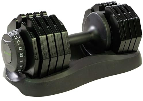 Tunturi Verstellbare Kurzhantel - Selector-Kurzhantel - Hantelset - Einzelhantel - Verstellbar von 2,5 kg bis 25 kg - Inkl. kostenlose Fitness-App | Stufenweise Einstellbares Gewicht, Auswahl Per Drehregler, Stahlgewichte