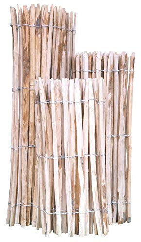 Staketenzaun Kastanie 80 x 500 cm (Lattenabstand 4-5 cm) - Kastanienzaun Natur - Staketen Roll Zaun aus Edelkastanie