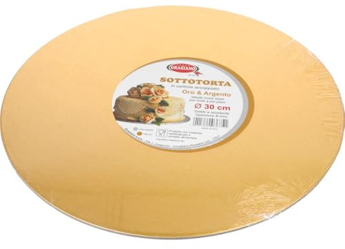 Graziano, Cakeboard - Tarta de Color Dorado, Elegante Bandeja rígida para Tartas, Ideal para Transportar Dulces Pero también Pasteles de Varios Pisos, fácilmente Lavable, diámetro de 30 cm