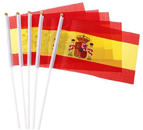 SimpleLife 5pcs Espagnol Drapeaux agitant la Main Espagne bannières crête Sport Ouverture décor extérieur