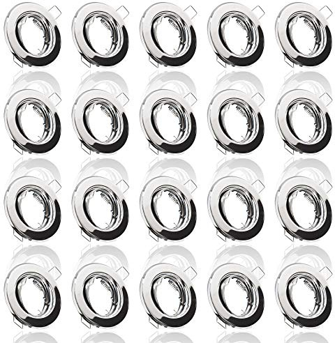20x MAXKOMFORT Einbaustrahler IP20 mit GU10 Fassung RUND schwenkbar chrom Einbauspot Einbauleuchte Rahmen Rostfrei Deckenspot Strahler Spot B002