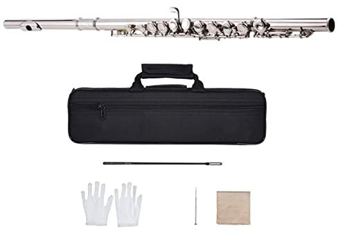 DZDZDZ querflöte Instrument Konzertflöten Nickel Überzogen 16 Löcher C Key Cupronickel Woodwind Instrument Mini Schraubendreher Gepolsterte Tasche Einsteigerflöte