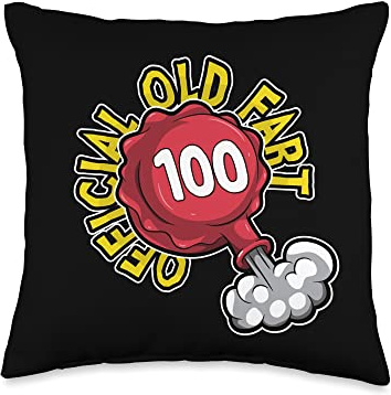 100th Birthday Official Old Fart Funny Red Whopee Cushion Throw Pillow