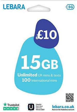 Sim 100% anonima Lebara Uk,3G/4G, attivabile dall'Italia, utilizzabile in Italia, da attivare, contratto a consumo Regno Unito, attivazione semplice ed intuitiva.