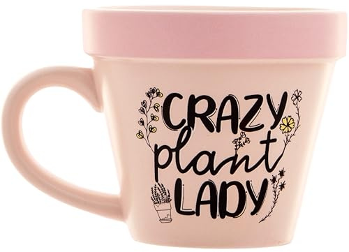Boxer Gifts 'Crazy Plant Lady' Plant Pot Mug | Funny Gardening Gifts for Women - Houseplant Gift for Plant Lovers | Garden Present for Mum On Christmas & Birthday, Pink