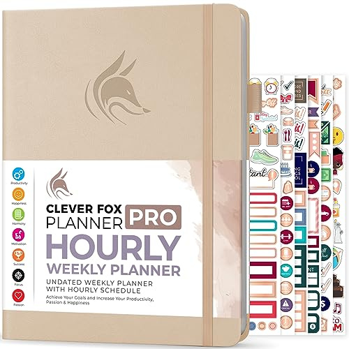 Clever Fox Planner PRO Schedule – Undated Weekly & Monthly Life Organizer with Time Slots & Daily Appointment Book, A4 (Seashell)