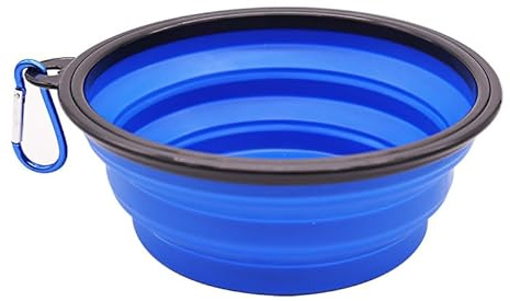 BANSHAN Grandes gamelles pliables pour chien - 963,9 g - Gamelles portables et pliables avec mousqueton - Bleu