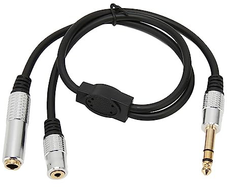 Câble Répartiteur Stéréo, Prise Mâle Stéréo TRS 6,35 Mm vers Prise Jack Femelle 6,35 Mm + 3,5 Mm, Câble Répartiteur pour Amplificateurs, Microphones, Tables de Mixage, etc.
