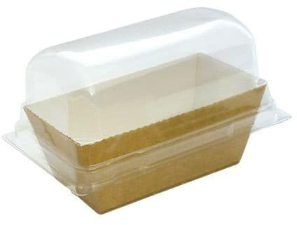Bakery Direct Ltd Hinged Mini Loaf Pod/Clam/Lids/containers ONLY Takeaway Cake Clear (Loaf mould for illustration purpose only) (50)