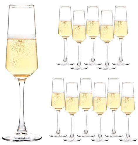 Glass Champagne Flutes Set of 12, 7.5oz Classic Champagne Glasses, Sparkling Wine Glass, Elegant Flutes for Wine Tasting, Anniversary and Wedding - Clear
