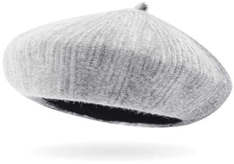 Gestrickte Baskenmütze, weich, modisch, elastisch, klassisch, warm, atmungsaktiv, winddicht, einfach für Baskenmütze, Grau367, Einheitsgröße