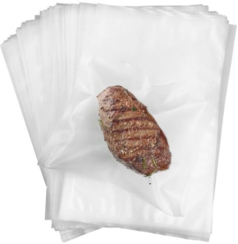 Gentpovth 100 Beutel Vakuumierbeutel, Vakuumierfolie BPA-frei 15 x 25cm, Lebensmittelsicherheitszertifizierung, reißfest 190μm Eingeprägte Luftrillen, für alle Vakuumierer, Mikrowellen, Sous Vide