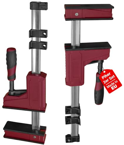 Piher PRL 95 Lot de 2 serre-joints pour le travail du bois - Envergure de 100 cm - Serre-joint parallèle solide avec force de serrage de 700 kg - Acier forgé fabriqué en UE - Tendeur et écartement