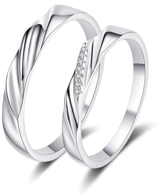 Bandring 585 Weißgold Einfach, Damen Verlobungsring Hochzeitsringe 14kt Echt Gold, D, VVS1-VVS2, Gr. 47 (15.0)