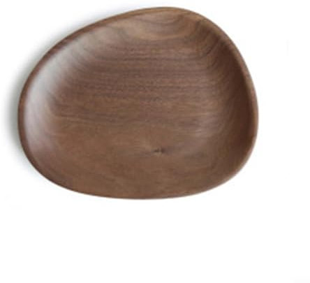 Lioaeust Assiettes plates ovales en bois marron, lavables, réutilisables, pratiques et élégantes pour placer des légumes, des fruits (16 x 13 x 2 cm)