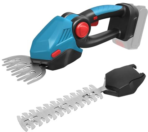 WingFly Akku Gras- und Strauchschere, 2 in 1 Mini Heckenschere für Garten und Höfe, 130mm und 220mm Schnittlänge, ohne Akku (Blu)