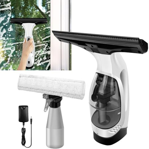 Cordless Window Vacuum Cleaner with 2200mAh Rechargeable Lithium Battery, 150ml Water Tank & Spray Bottle, 2.0 Kpa Suction, Window Squeegee for Windows, Tiles, Glass, Mirror, Bathroom, Office, Car