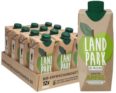 Landpark Bio-Erfrischungsgetränk Sanfter Apfel, 48 x 0,5 L im Tetra Pak | natürliches Mineralwasser aus Bio-Quelle mit Apfelgeschmack | ohne Kohlensäure | To Go | Wasser mit Geschmack | pfandfrei