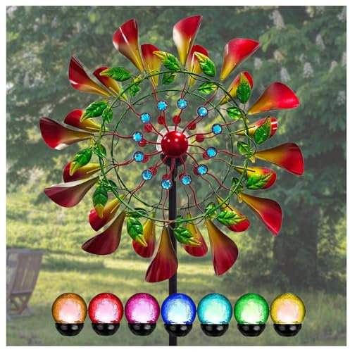 Solar WindmüHle Garten 210 cm Windrad Garten XXL Leicht Drehend FüR Terrasse Und Garten