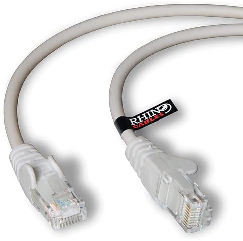 rhinocables CAT 6 High-Speed Gigabit Ethernet Cable - Patch Network Lead for LAN| Snagless UTP With LSZH Jacket | RJ45 Connector - Internet, Router, Modem, Smart TV, PC & More (20m, Grey, Pack of 25)