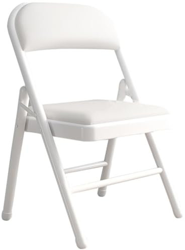 Klappbar Stühle Klappstuhl Büro Klassische Einfache Single Rückenlehnenstuhl, Klappbarer Gästestuhl Für Zu Hause, Gepolsterte Konferenzstühle/Esszimmerstühle, Tragfähigkeit 200 Kg(Weiß)