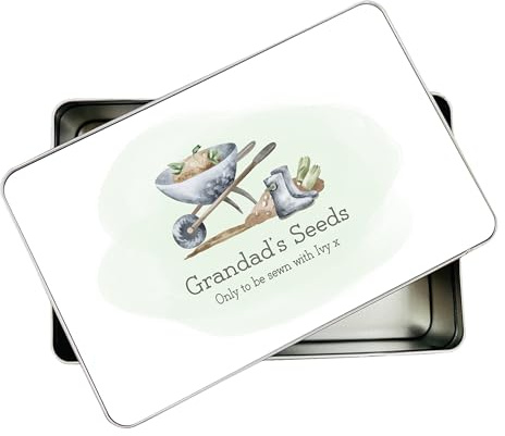 allaboutthebump Personalised Grandad's Seeds Gardening Tin | Grandpa| Uncle (19.5cm x 12.5cm x 5.5cm) [Ideal Christmas, Fathers Day or Birthday Gift Present]