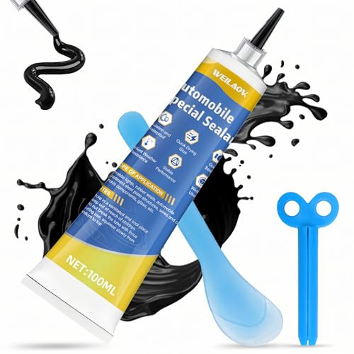 WEILAOK Karosseriekleber Schwarz, Scheibenkleber Auto, Karosseriedichtmasse, Karosserie Kleber für Karosserien, Fenster und Andere Automobilteile, Wasserdicht und Hochtemperaturbeständig, 100 ML