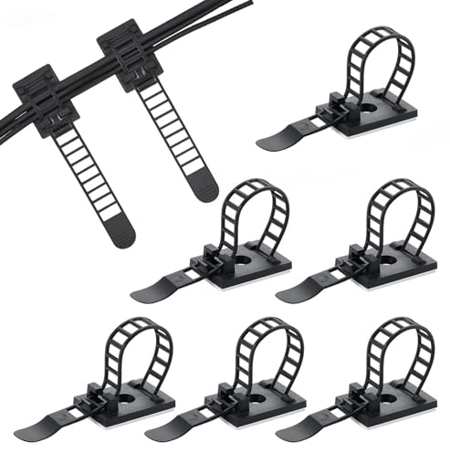 APKOL 50 Stück Kabelbinder und Kabelclips mit Klebehalterung, Verstellbare Kabelhalter, Selbstklebende Kabelschellen Kabelklemme Clips für Zuhause Büro und Werkstatt Wire Management