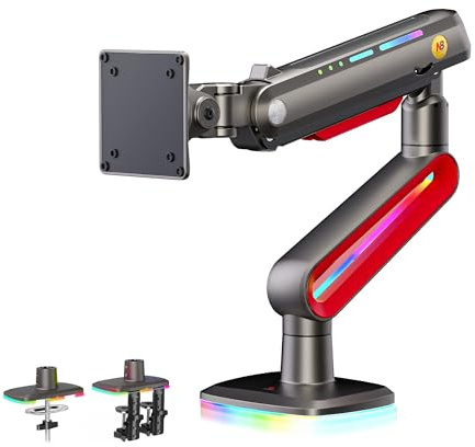 NB Ergonomic Monitorarm for Ultrawide Bildschirme bis zu 60 Zoll, Gaming Monitor Halterung Arms Last bis zu 20 kg, C-Clamp & Grommet Installation VESA 75/100 mm (Rot)