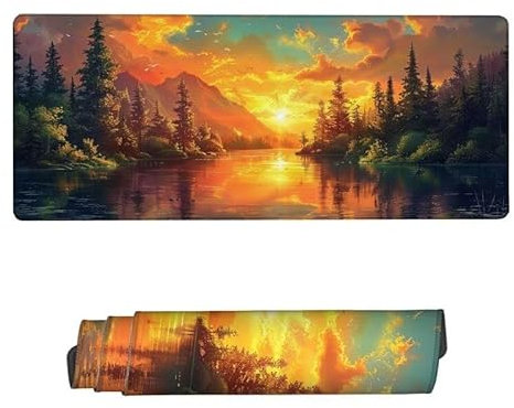 Gaming Mauspad XXL 900x300x3mm, Mauspad Wilde Gans Mousepad, Schreibtischunterlage Sonnenaufgang Mousepad Wasserdicht, Rutschfeste Gummibasis Mouse Pad, Verbessert Präzision und Geschwindigkeit RS-860