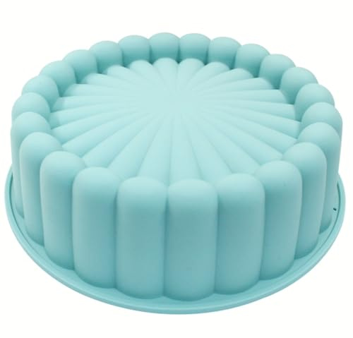 Hitefu Moule à gâteau rond anti-adhésif en silicone bleu pour fromage, chocolat, brownie et tartes (20 cm)