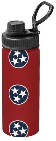 Tennessee State Flag - Borraccia termica da 510 ml, in acciaio inox con coperchio con beccuccio, bottiglie d'acqua da viaggio