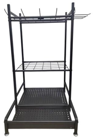 Fenteer Organizzatore per Utensili da Giardino organizzatore di rastrelliere in Acciaio con Ganci Porta di stoccaggio per Giardinaggio per Utensili Portatile, Senza Ruote