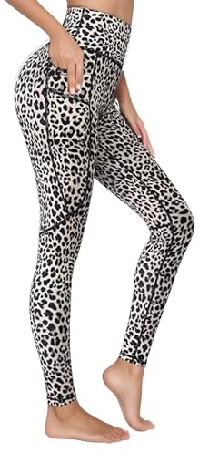 Leo Leggings Damen High Waist, Leggins Schwarz Yogahose Lang Yoga Hose Bedrucken Sport Shape Fitness Tights Sportleggings Gym Blickdicht Legging Scrunch Booty Wunderhose Gymnastikhose