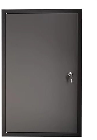 Trappe de Visite Panneau D'accès Gris avec Cadre en Aluminium Noir, Porte de Coffret Électrique de Sécurité Verrouillable, Plaque de Trappe de Service de Grenier, Portes Acoustiques pour Murs(40x60cm/