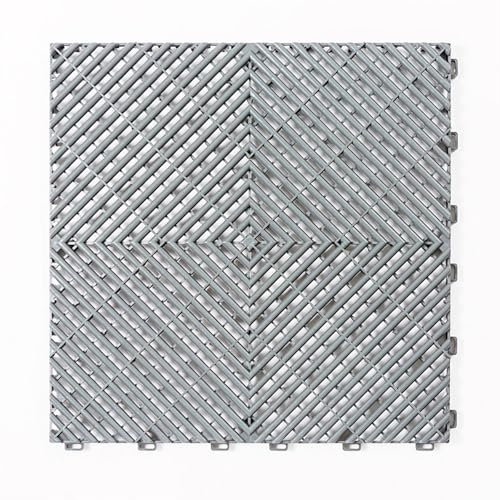 XUCZHAI Azulejos entrelazados for Piso de Garaje, PVC, plástico PP, Alta Resistencia, Bricolaje, Sala de Lavado de Autos para Piscinas, Duchas De JardíN, BañOs(Grey)