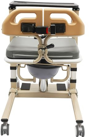 CLEADONG Patientenhebestuhl, Patientenheber, Rollstuhl für Zuhause und Auto, Toilettenstuhl mit Rollen Höhenverstellbar für Senioren, Duschstuhl Fahrbar, Nachtstuhl Erwachsene