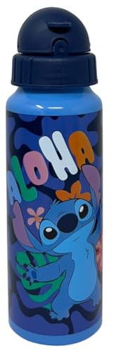 Bouteille d'eau Disney Stitch en aluminium avec paille bouteille bleue 550 ml accessoire pour enfants