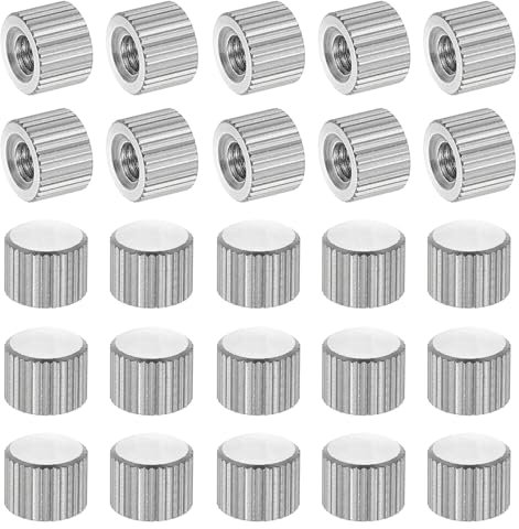 PATIKIL M4 Knurled Thumb Nuts, 25pcs Nickel Plated Female Thread Type Flat Head Blind Hole Round Hand Tighten Knob Fasteners Screw Cap Adjust Lock Position, D8mm x H6mm
