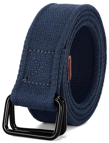 VONMELLI Cintura Canvas in Tela Web Cintura Uomo Casual Panno Cinture per Uomo Donna con Fibbia a Doppio Anello Blu M