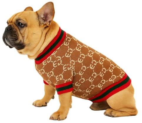 Everything Chic Designer Dog Clothes Sweater Shirt Outfit Small XS Teacup Cute Dogs Puppies French Bulldog Dachshund Chihuahua Cats Maltese Boy Girl (Large, Gucchewi)